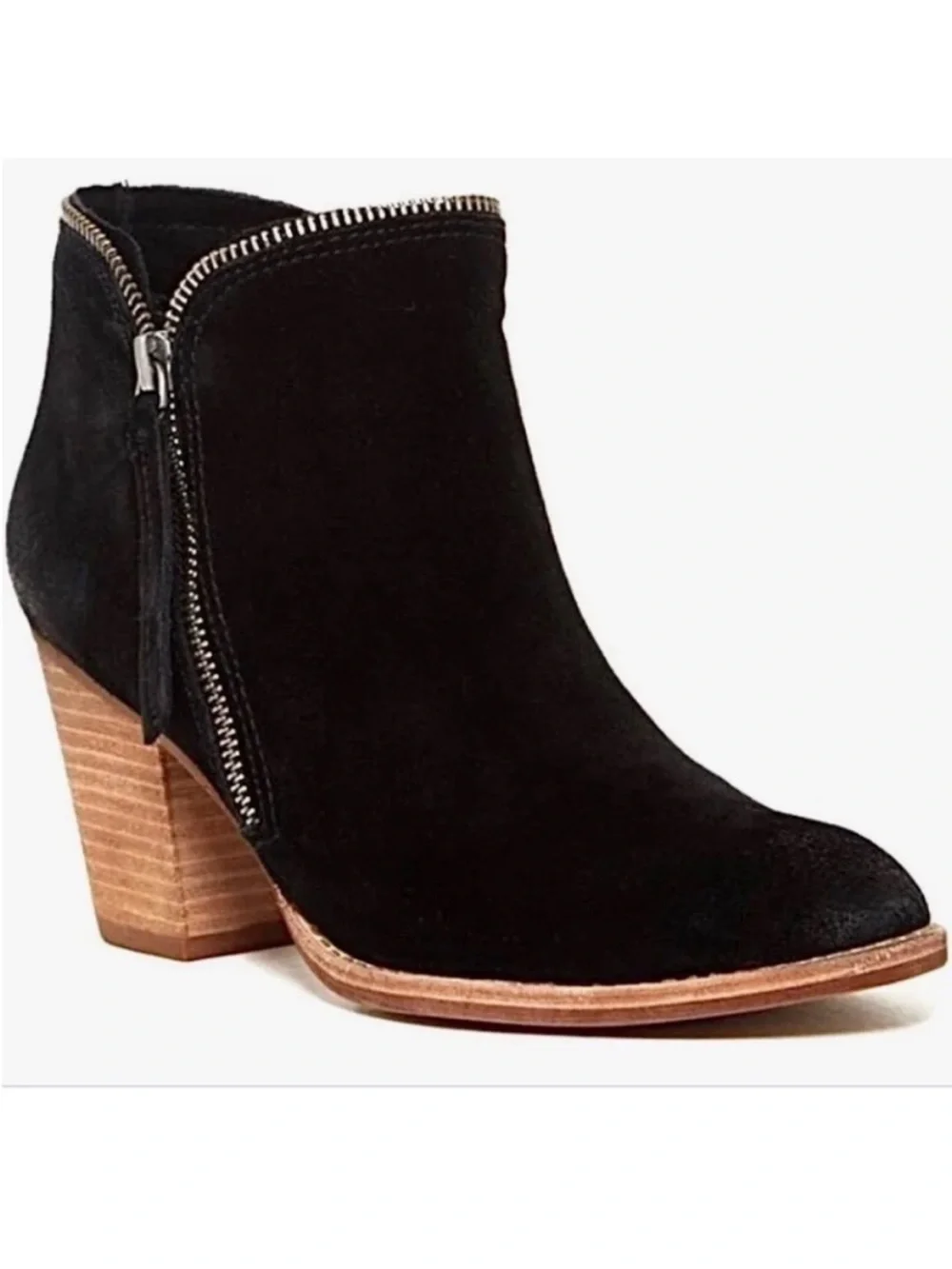 Dolce Vita Black Suede Ankle Boot with Stacked Heel